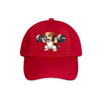 Beagle Workout Bodybuilding Barbell Training Motiv - Baseballkappe - klassisch Rot - Vorne