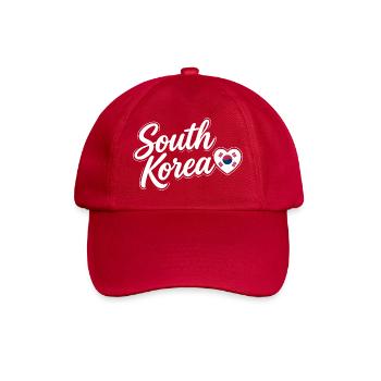 South Korea Script with Flag Heart Love - Baseball Cap - classic red - Front