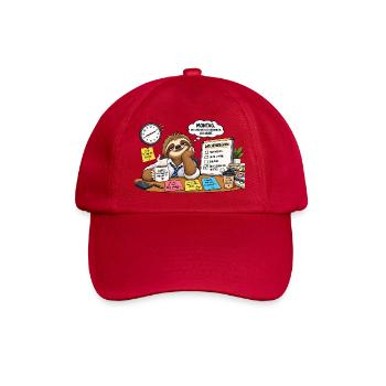 Montagsmotivation mit Faultier am Schreibtisch - Baseballkappe - klassisch Rot - Vorne