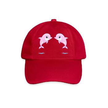 Two baby pink twin dolphins, jumping joyfully - Baseball Cap - classic red - Front
