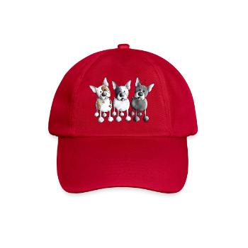 Three French Bulldogs - Bulldog - Dog - Baseball Cap - classic red - Front