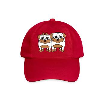 2 chiens Carlin Homme Femme Couple Deux Amoureux Amour - Casquette classique - rouge classique - Devant