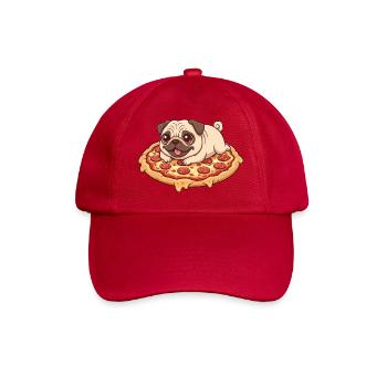 Süß Mops mit Pizza Cartoon Pizzaliebhaber Italien - Baseballkappe - klassisch Rot - Vorne
