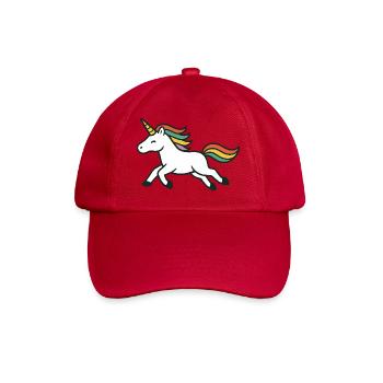 Running Happy Unicorn with Colorful Mane Art - Baseball Cap - classic red - Front