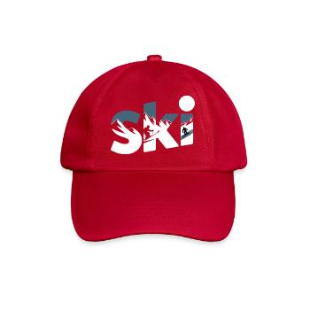 Ski Bergpanorama Typo Design - Baseballkappe - klassisch Rot - Vorne