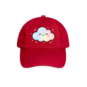 Cute Kawaii Cloud Pastel Cartoon Design - Baseball Cap - classic red - Front