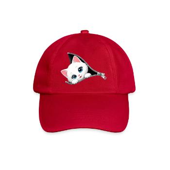 Cute Kitten Zipper Cat - Baseball Cap - classic red - Front