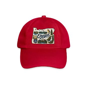 Oregon Beaver State Vintage Reiseaufkleber - Baseballkappe - klassisch Rot - Vorne