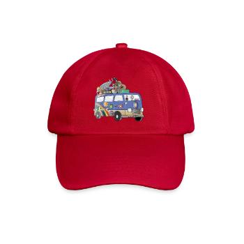 Hippie Camper Motiv Vanlife Camping Retro - Baseballkappe - klassisch Rot - Vorne