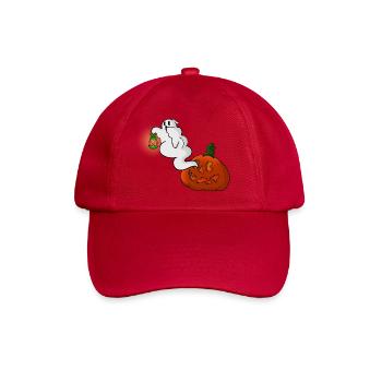 Ghost with lantern over pumpkin - Baseball Cap - classic red - Front