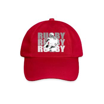 Rugby-Spieler in kontrastierender Silhouette - Baseballkappe - klassisch Rot - Vorne