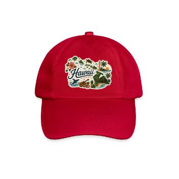 Vintage Hawaii Aloha State Reiseaufkleber - Baseballkappe - klassisch Rot - Vorne