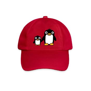 2 Penguins Dad Mom Child Baby Hands Holding Cute - Baseball Cap - classic red - Front