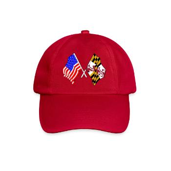 Flagge der USA und des Bundesstaates Maryland gekreuzt - Baseballkappe - klassisch Rot - Vorne