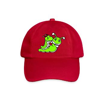 2 friends riding caterpillar father mother child dad mom - Baseball Cap - classic red - Front