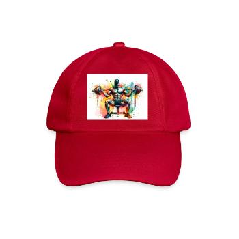 Homme musclé soulevant des poids dans un art coloré - Casquette classique - rouge classique - Devant