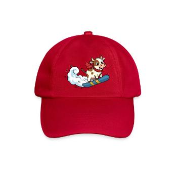 Snowboard Kuh Cartoon Lustige Winterkuh - Baseballkappe - klassisch Rot - Vorne