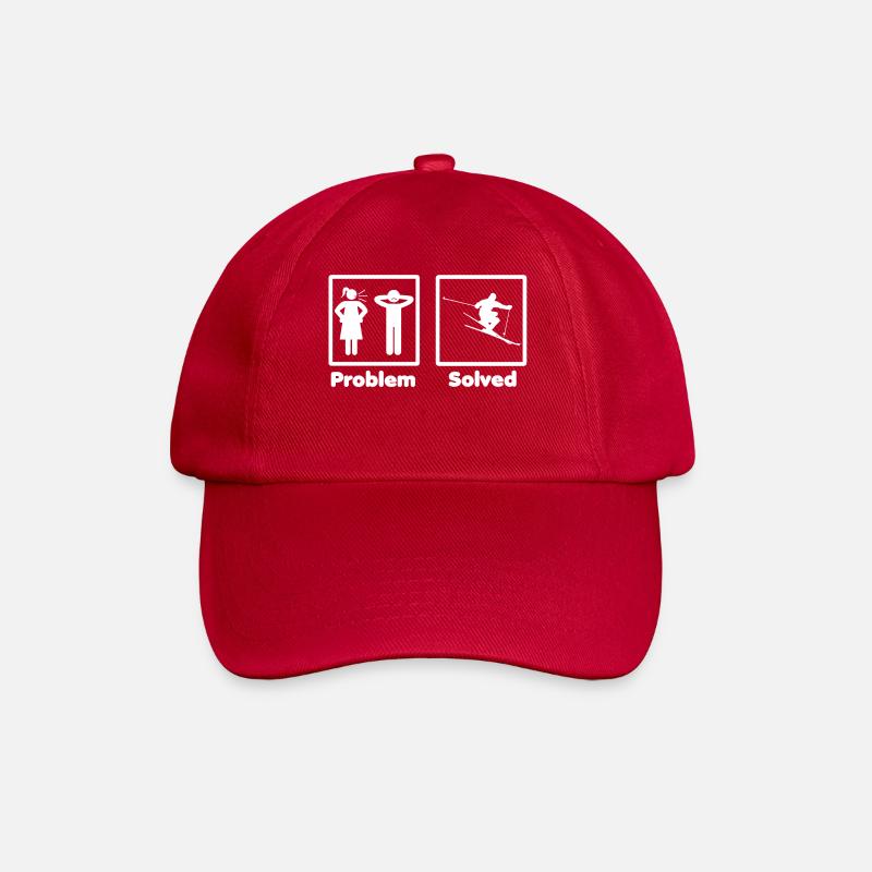 problem solved skiing ski - Baseball Cap - classic red