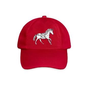 Zeichnung eines fantasievoll verzierten Einhorns - Baseballkappe - klassisch Rot - Vorne