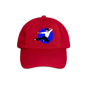 Karate Flying Kick in Blue Circle - Baseball Cap - classic red - Front