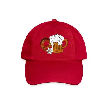 Bierglas, Volksfeste, Brezel mit Bierhumpen - Baseballkappe - klassisch Rot - Vorne