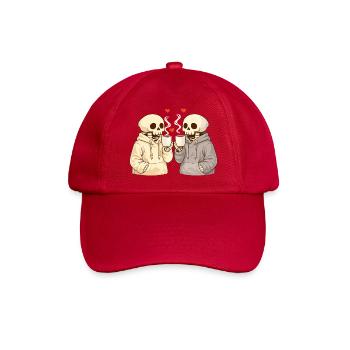 Couple squelette douillet avec tasses – Moments chaleureux - Casquette classique - rouge classique - Devant