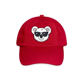 White Koala Cartoon Black Glasses - Baseball Cap - classic red - Front
