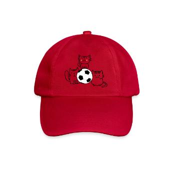 Katzen mit Fußball - Baseballkappe - klassisch Rot - Vorne