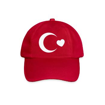 Turkey Flag Crescent Moon Heart (I Love Turkey, White) - Baseball Cap - classic red - Front