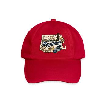 Massachusetts Vintage State Pride Aufkleber - Baseballkappe - klassisch Rot - Vorne