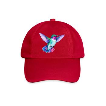 Rainbow Hummingbird Watercolor - Baseball Cap - classic red - Front