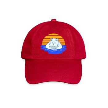 Nilpferd schwimmt Wasser Sonne Süß Comic Cartoon - Baseballkappe - klassisch Rot - Vorne