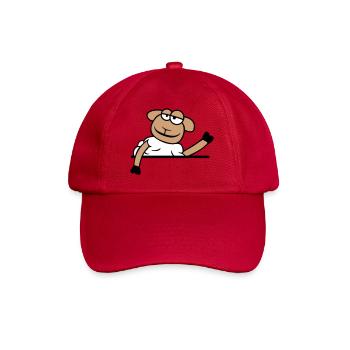 Schaf Winkt Hinter Mauer Zaun Schild Cool Lächeln - Baseballkappe - klassisch Rot - Vorne