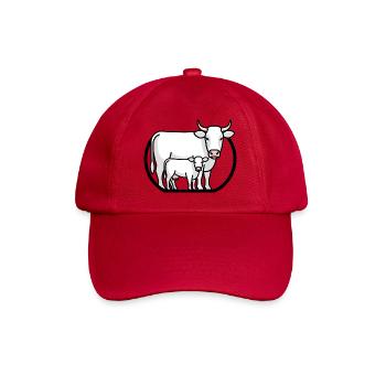 Kuh mit Kalb – Minimalistische Bauernhofkunst - Baseballkappe - klassisch Rot - Vorne