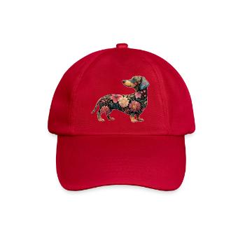 Dachshund Dachshund Floral Flowers - Baseball Cap - classic red - Front