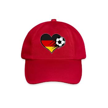 Deutschland Flagge Fußball mit Herz - Baseballkappe - klassisch Rot - Vorne