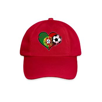 Portugal Flagge Fußball mit Herz used - Baseballkappe - klassisch Rot - Vorne