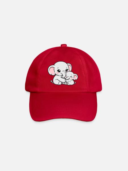 Maman éléphante blottie avec son petit bébé - Casquette classique - rouge classique