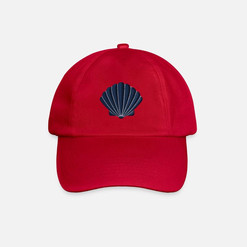 Muschel bestickt - Baseballkappe - klassisch Rot