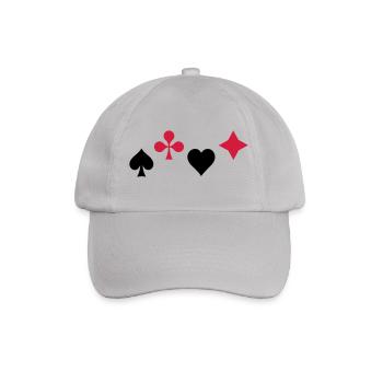 Pik Ass Herz Poker Blackjack Symbol Karten Kasino - Baseballkappe - Grau - Vorne