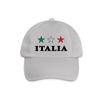 Italia - Italien mit 3 Sternen Gruen Weiss Rot - Baseballkappe - Grau - Vorne