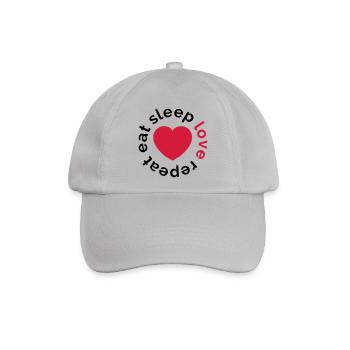 eat sleep love repeat - Baseballkappe - Grau - Vorne