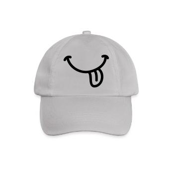 Smiley Grinsen Zunge - Line - Baseballkappe - Grau - Vorne