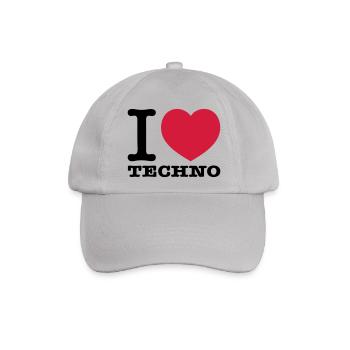 I love Techno Musik - Baseballkappe - Grau - Vorne