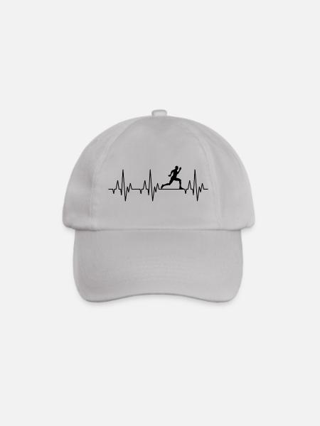 Herzschlag EKG Sprinter Joggen Laufen Workout - Baseballkappe - Grau