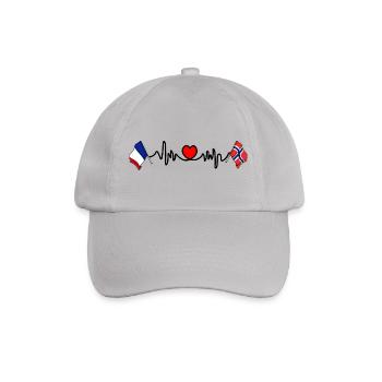 Cardioherz mit Flagge Frankreich und Flagge Norwegen - Baseballkappe - Grau - Vorne