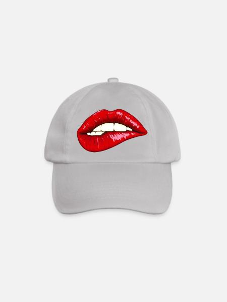 Ausdrucksstarke Lippen mit Glanz - Baseballkappe - Grau