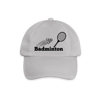 Badmintontext mit Shuttle und Schläger - Baseballkappe - Grau - Vorne