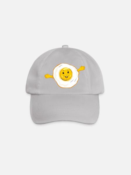 Cartoon_smiling_fried_egg - Baseballkappe - Grau