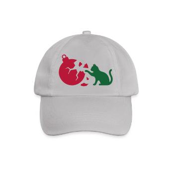 Katze Christbaumkugel Grafik - Baseballkappe - Grau - Vorne